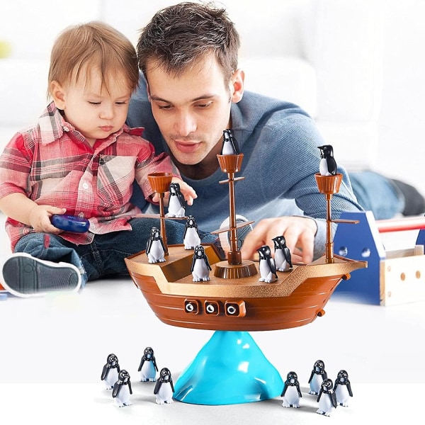 Piratskepps Balanseringsspel | Pingvinbåts Staplingsspel, Innovativ Balans Leksak för Barn Piratbåts Leksak Bordsspel för Barn