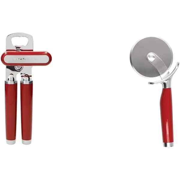 d rustfrit ståldåseåbner u2013 Empire Red & rustfrit stålpizzaskærer - Empire Red + Pizza Wheel Tin Opener