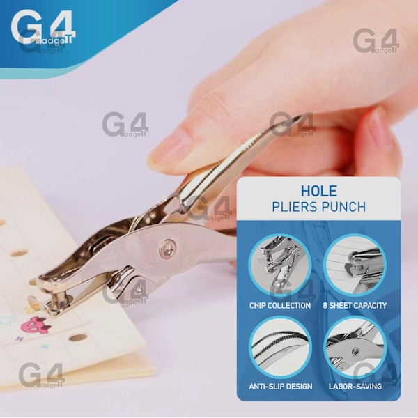 Brillaint Style Enkelt Hulstans Enkelt Hulstangse Punch Et Hul Krom Metal Perforator - 10 Arks Kapacitet Silver Pack of 1