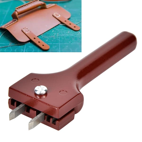 Justerbart læderstanseværktøj med magnetisk spænde, håndlavet DIY (Bourgogne)