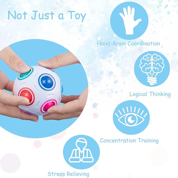 Magic Rainbow Puslesfære - Fidget Ball 3D Puslespil Hjernepuslespil Legetøj til Drenge - Fødselsdagsfest Påske Jul Strømper Fyld Gave Legetøj til Børn White