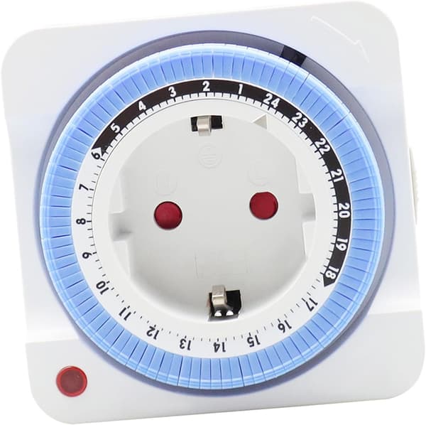 24-timers timerstik, programmerbar timerkontakt 230V, mekanisk indendørs stik, nedtælling til stikkontakt EU-stik, 2 stik