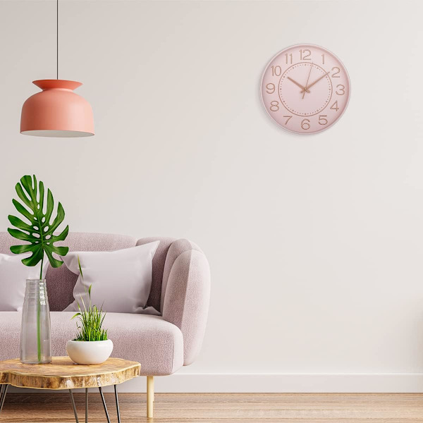 10 tum Små Väggklockor Batteridrivna, Tyst Ingen Tickande Klocka för Vägg, Modern Kvartsväggklocka för Vardagsrum Sovrum Kök Kontor S 10inchpink & Rosegold 1 pack 10 inch
