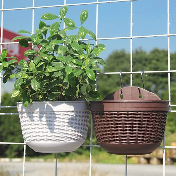 Planter för utomhusväxter, räcke-planter, stora staketplanter, blomkrukor, balkonghinkar, växtkrukor, vägg- och fönsterplanthållare för trädgård, gård och vägg Green 25 Inch