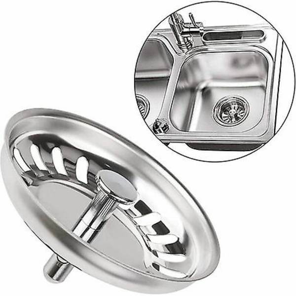 Klassinen siiviläkori, halkaisija 78 mm, 2 kpl ruostumattomasta teräksestä valmistettuja keittiöallas tulppa, universaali allassiivilä, keittiöön ja kylpyhuoneeseen