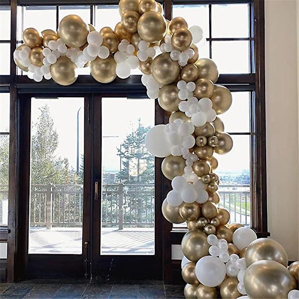 Vitguld Ballongbåge Kit, 120st Vitguld Ballonggirlang Kit, Gyllene Konfetti Latexballonger, DIY Ballongbåge För Pojke Flicka Bröllop Födelsedagsfest
