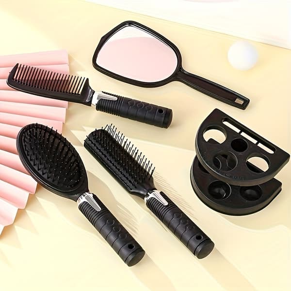 Set med 4 hårborstar: Professionellt hårstyling-kit — Spegel och ställ ingår