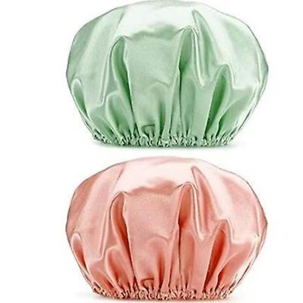 2 stk Dusjhette Badehette Vanntett Dusjhette Elastisk Vanntette Dusjhetter For Damer Spa Salong Lilla+Mørk Blå