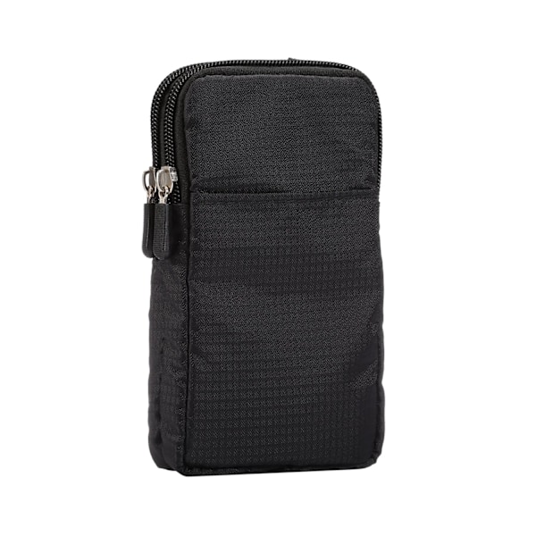 Mobiltelefonlomme med skulderstropp, skulderveske for menn, 6,9 tommers vertikal utendørs reise nylon mobiltelefon crossbody-veske (svart) Large