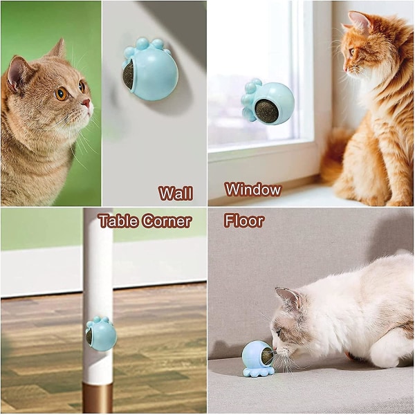 Kattmynta Bollar För Katter Vägg, Kattmynta Boll Rullare Söt Bläckfisk Form, Dubbelsidig Tejp Kattmynta Vägg Boll Slickare