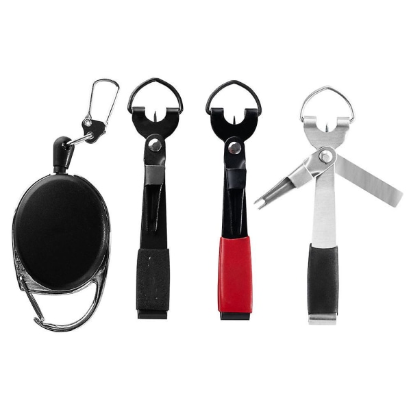 Fish Quick Knot Tying Tool 4 i 1 Fluesfiskeri Line Clippers Fluesfiskeri Udstyr Hurtig Knot Tying Tool og Retractors Combo til Fluesfiskeri Værktøjs Sæt