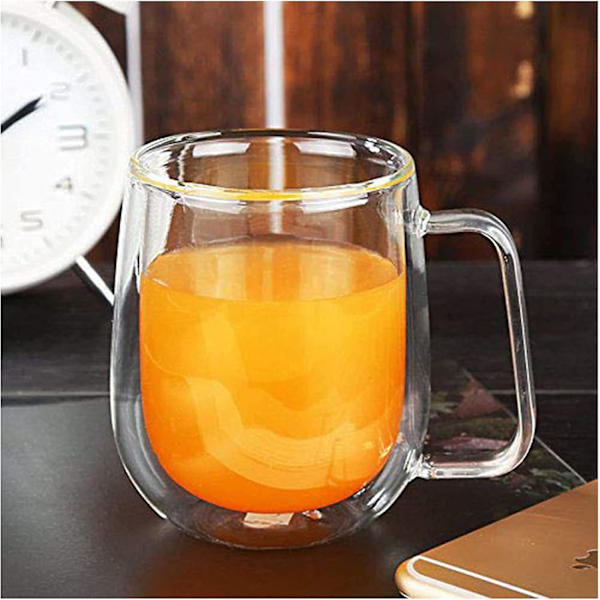 Kaksinkertainen Lasimuki, Borosilikaattilasi, Tee, Kahvi, 250ml