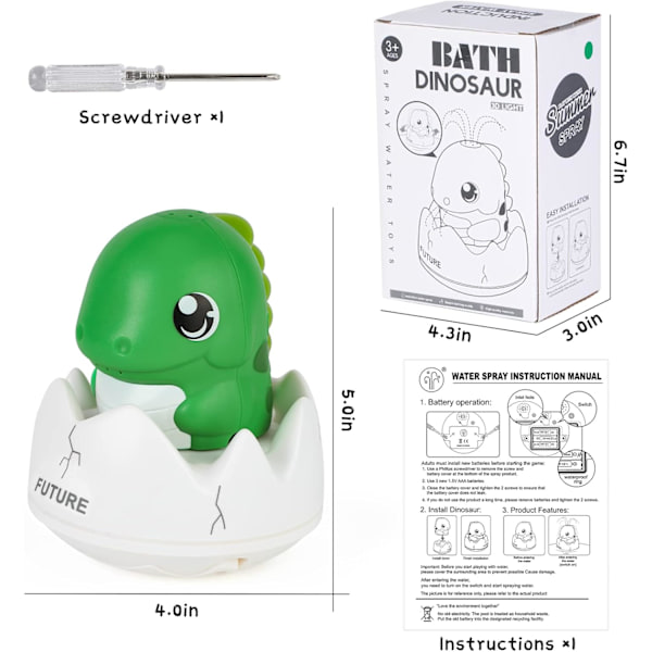 Baby badelegetøj, lysende sprøjte dinosaur badelegetøj til børn bade dinosaur legetøj touch control dino sprinkler badekammerat baby pool legetøj flydende springvand