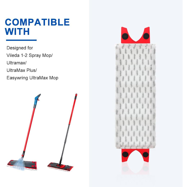 3-PAKKA Moppitäyttö Vileda 1-2 Spraylle, Mikrokuitumoppejen Täyttö Pää Vaihtopäät Vileda 1-2 Spray Moppi/Ultramax/UltraMax Plus/Easywring U White