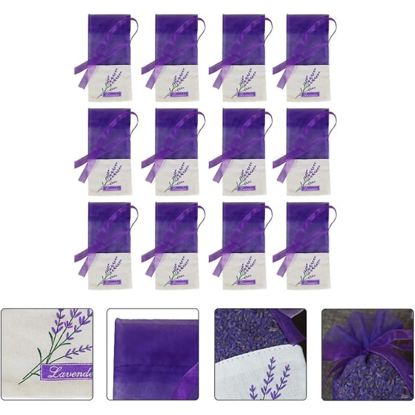 Pakke med 24 15x7,2 cm skuffer Lett luftfrisker Gaze anheng Bånd Bag Duft Lavendel Gjennomsiktig oppbevaringspose