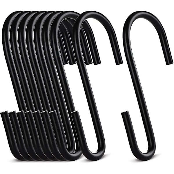 20-pack 6 cm rostfria S-formade krokar i metall, multifunktionella S-formade krokar för upphängning i kök, badrum, sovrum och kontor, matt svart