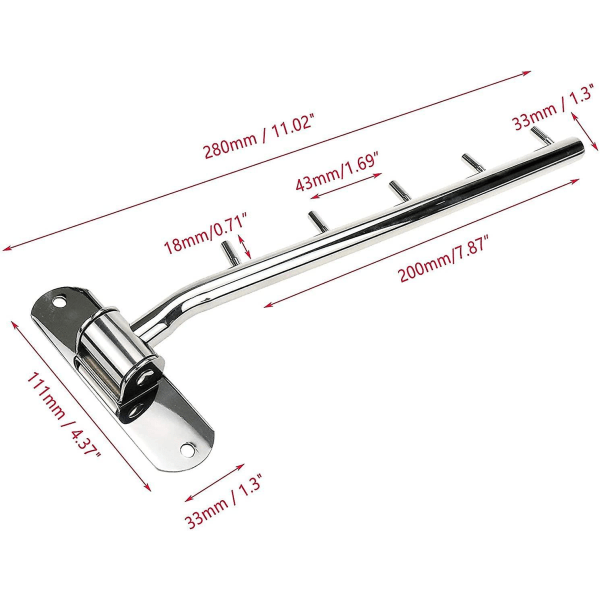 Krogge i rustfrit stål til vægmontering, vægmonteret tøjstativ, foldbar, vægmonteret tøjstativ