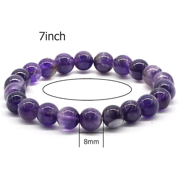 Kristall Armband, 8mm Naturliga Ädelstens Pärlor Armband, Läkande Kristall Armband för Kvinnor Män Stripe Amethyst