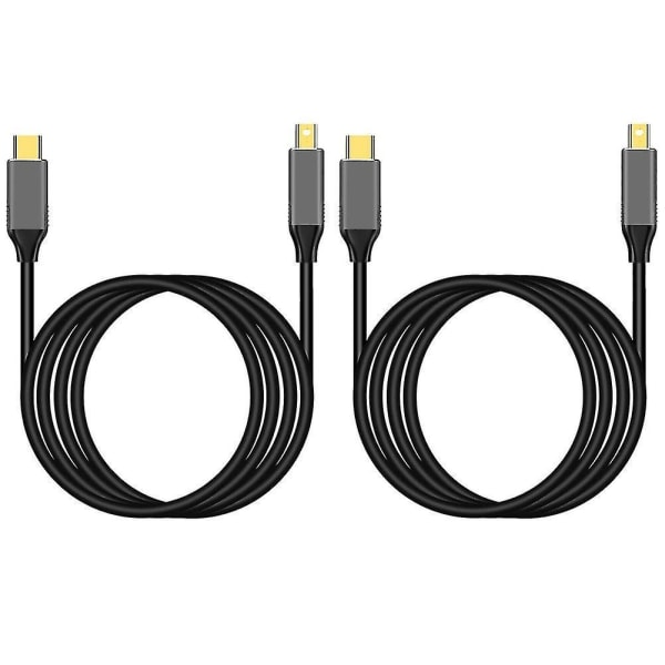 2x USB-C - Mini DisplayPort -kaapeli USB Type C 3 - Mini DP -johto 4k -sovitinkaapeli