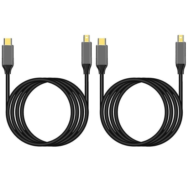 2x Usb C til Mini Displayport-kabel Usb Type C 3 til Mini Dp-ledning 4k adapterkabel