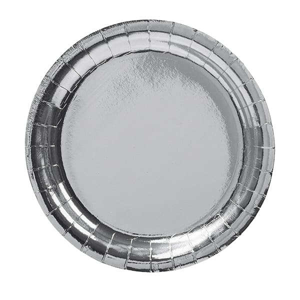 Papperstallrik 23 cm Silver 8-pack