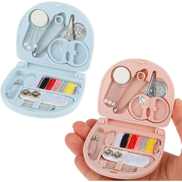 2-pakks Mini Reise Sysett, Bærbar Sysett med Foldbar Etui for Hjemme Reisende, Nybegynnervennlig Nødreparasjon Sysett DIY Sytilbehør