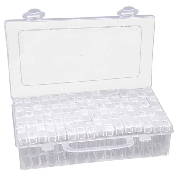 42/84 rutnät transparent låda DIY handgjord pärlad diamantmålning förvaringslåda glas riskorn pärllåda nagelkonst tillbehörslåda