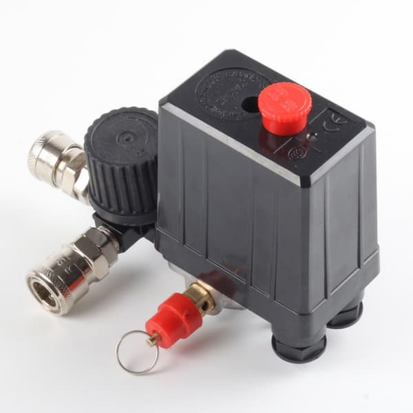 Luftkompressor trykafbryder kontrolventil, 90-120PSI trykregulator med trykmåler stiksæt
