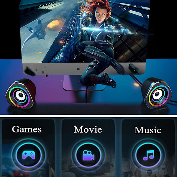 Datorhögtalare Skrivbord PC Bärbara högtalare Rgb Mini Gaming Högtalare Usb-drivna för PC, Bärbar dator, surfplattor