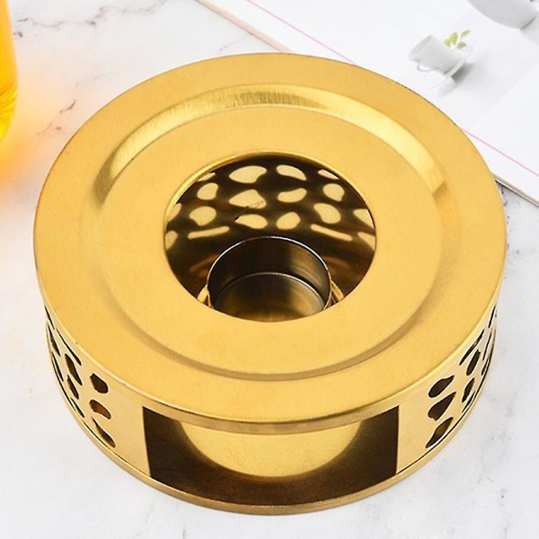 Tekannavärmare, Borstad Rostfritt Stål Tekannavärmare Med Tealight Hållare Guld