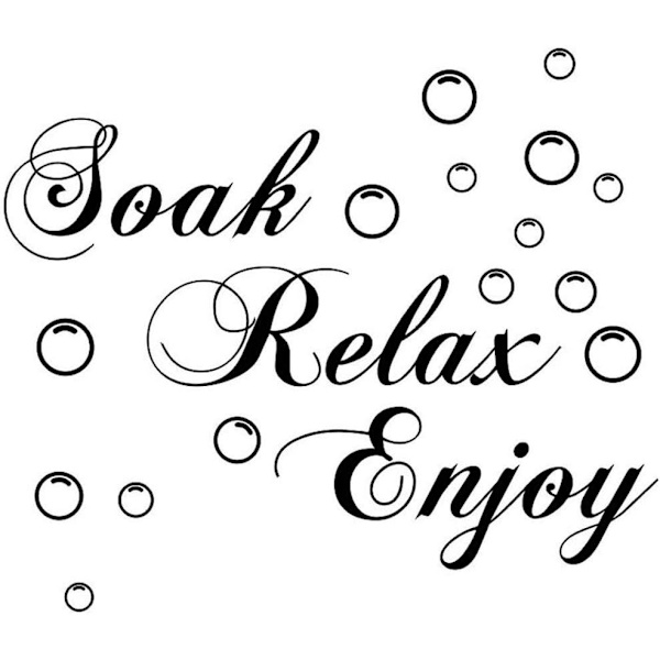 Soak Relax Enjoy -seinätarra, irrotettava, kodin kylpyhuoneen taustakoriste Black04