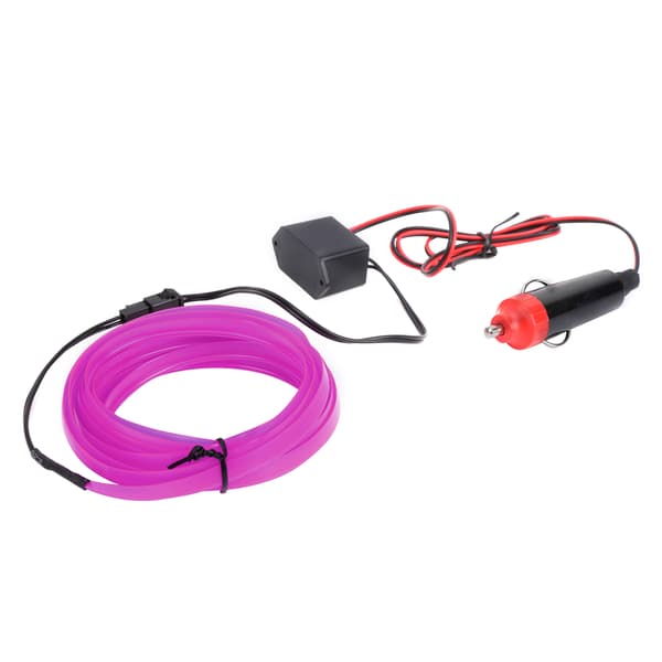 3 meter bilinteriørbelysning Auto LED-stripe sigarettenner ledningsrør neonlys lilla