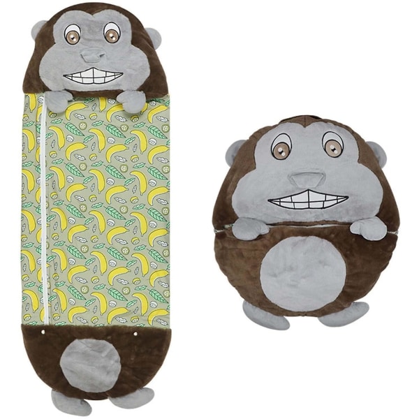 Yksiosainen iso tyyny ja makuupussi, superpehmeä 2 in 1 sarjakuvaeläinten hauska makuupussi, kokoontaitettava lämmin orangutans, 137 * 50 cm
