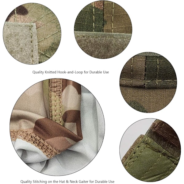 Camo-kepsar för män med svalkande halsbuff, baseballkepsar, ansiktshalsduk, mask, armétaktisk militärhatt, halsrör, snoods för löpning, jakt, camping Camo Cp One Size