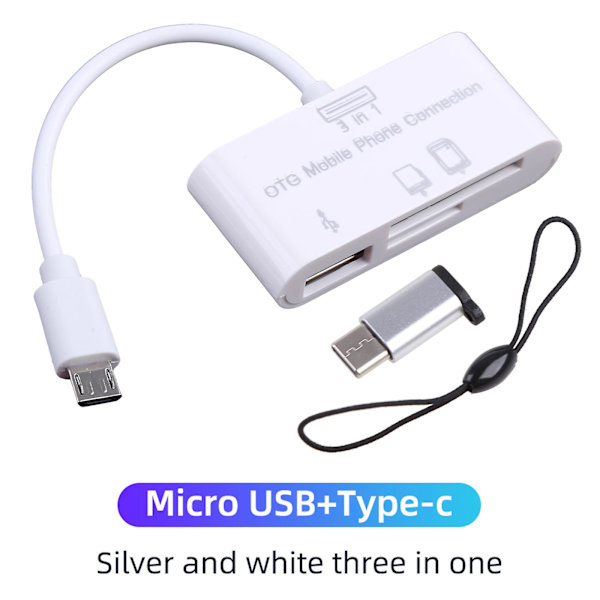 Multifunktionell Micro USB SD TF-kortläsare Typ C Minneskortläsare Adapter