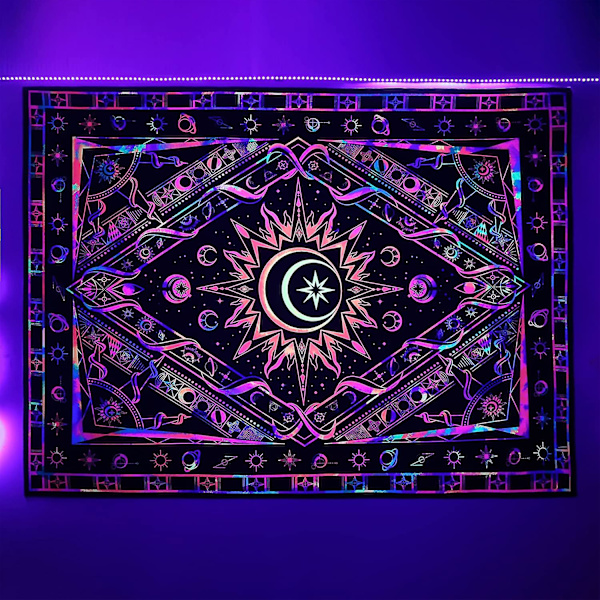 UV-Reagerande Svart Ljus Poster Färg Bakgrund Glöd Mörkt Hippie Bohemian Väggbonad, 80\" X 60\"