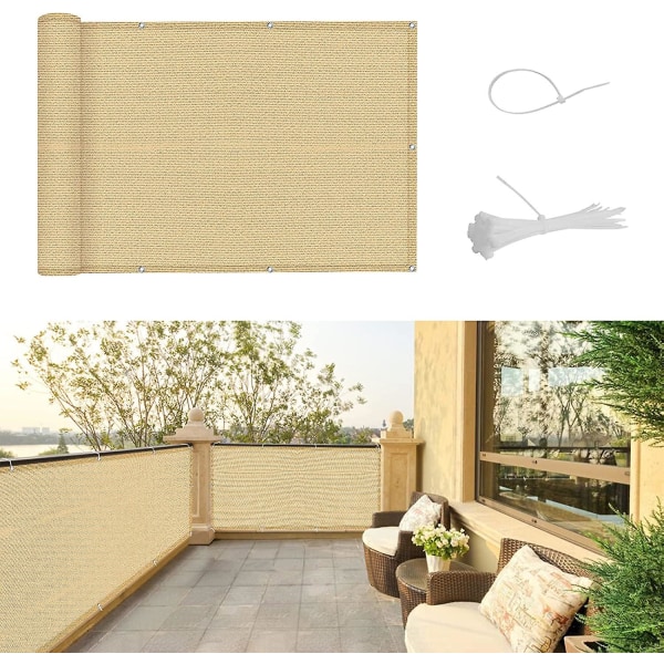 Balcon Privacy Screen 90x300cm Have Screen Cover Hdpe Uv Resistant Screen Privacy Screen med kabelbindere,sand