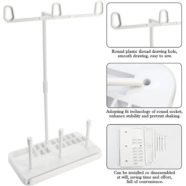 Spoleholder til sytråd, spoleholder til symaskine, 3 spoler, trådholder til tilbehør til husholdningsbroderimaskine til broderi, syning, quilte