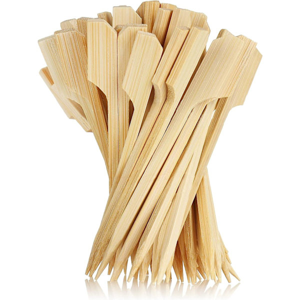 500x Fingermatspyd i bambustre - Tospidde i tre - Trespidd - Spidd (500 stk. - 9 cm med tenner)