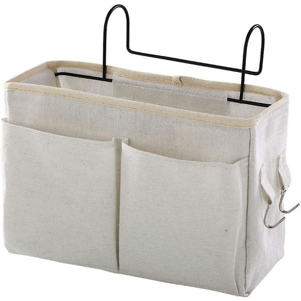 Senge-opbevaringslomme Hængende opbevaringstaske Sengehylde Caddy-lomme Natbord Organizerkurv til sovesale med køjeseng (hvid)