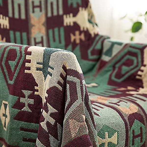 Dekorativ Bomullsfilt Vävd Soffa Handduk Bomull Varm Överdrag 130 X 180cm (Bohemisk Stil)