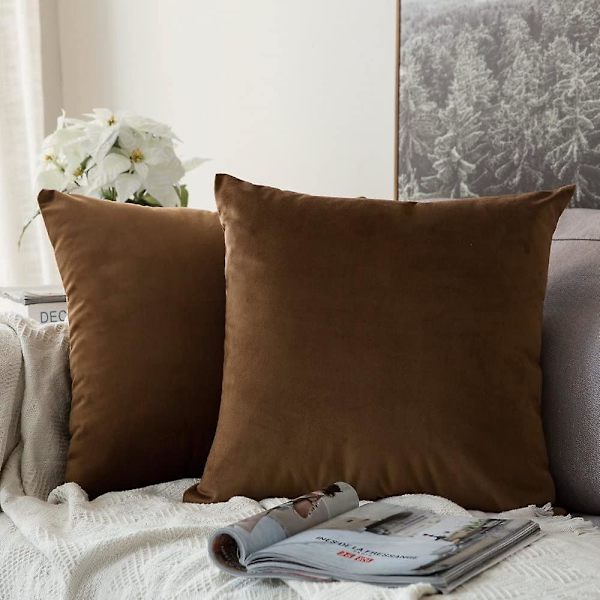 Sæt af 2 Fløjls Pudebetræk Dekorative Pudebetræk Sofa Pude Lændepude Pudebetræk 45 X 45 Cm Himmelblå