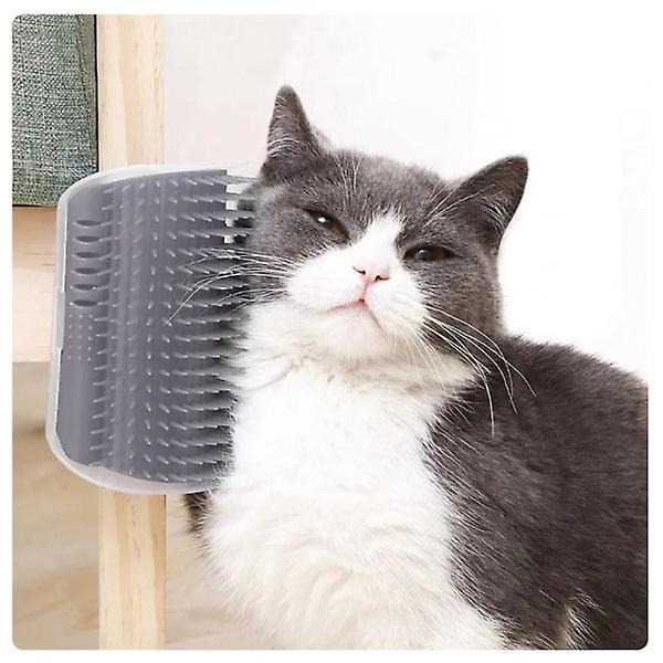 Cat Scratcher - Cat Brush - Hjørnemontering - Cat Grey