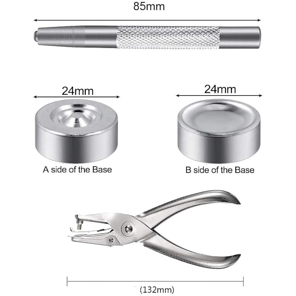 200 stk trykknappsett, BetterJonny 15mm rustfritt stål trykknapp trykknapp med tang og 3 innstillingsverktøy for Marine Boa silver