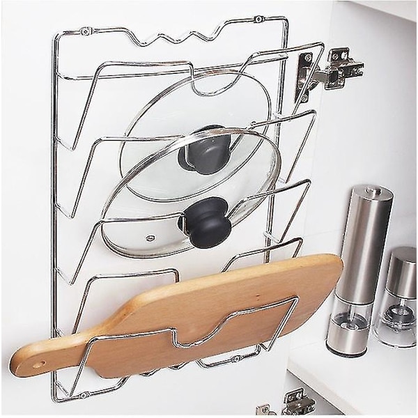 43x28cm 5 lock för skåpdörr vägg kastrull lock förvaring rack hållare