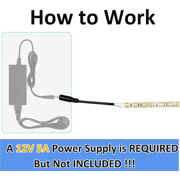 12V kallvit LED-remsa, 6500K, 5 meter flexibel, 300 LED 5050 SMD IP65 vattentät LED-remsa [energiklass A]