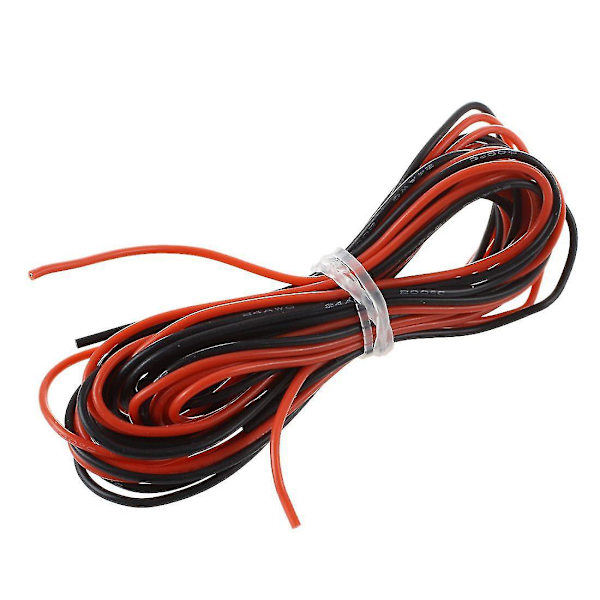 2x 3 Meter 24 AWG Silikon Gummisladd Röd Flexibel