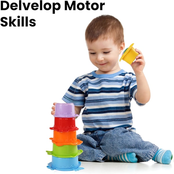 Baby Stablebare Kopper Plastik Kopper Toddler Badelegetøj Stable Kop Baby Legetøj Aktivitet Stable Kop 6 Sæt (Multicolour Cups # 02)