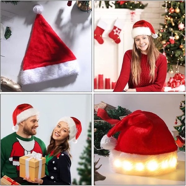 Led Santa Hat Lys Med Lys Voksen Feriehatt Klassisk Santa Hat