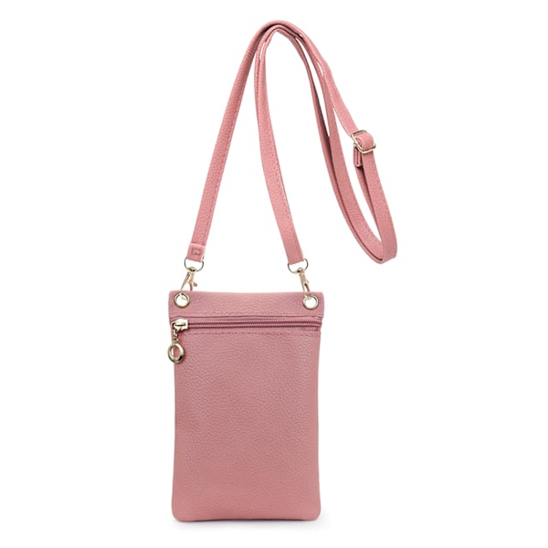 Liten Mobilväska, Mjuk Mobilväska i PU-läder för Damer, Mobilficka Crossbody Mobilväska - Rosa pink
